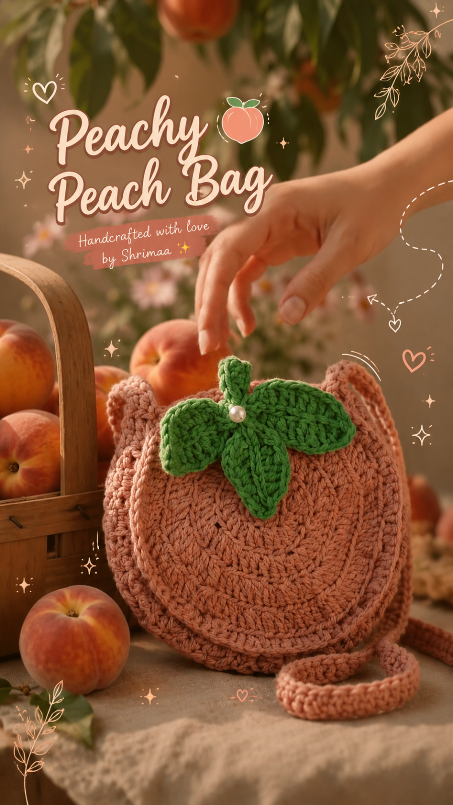 crochet peach Bag
